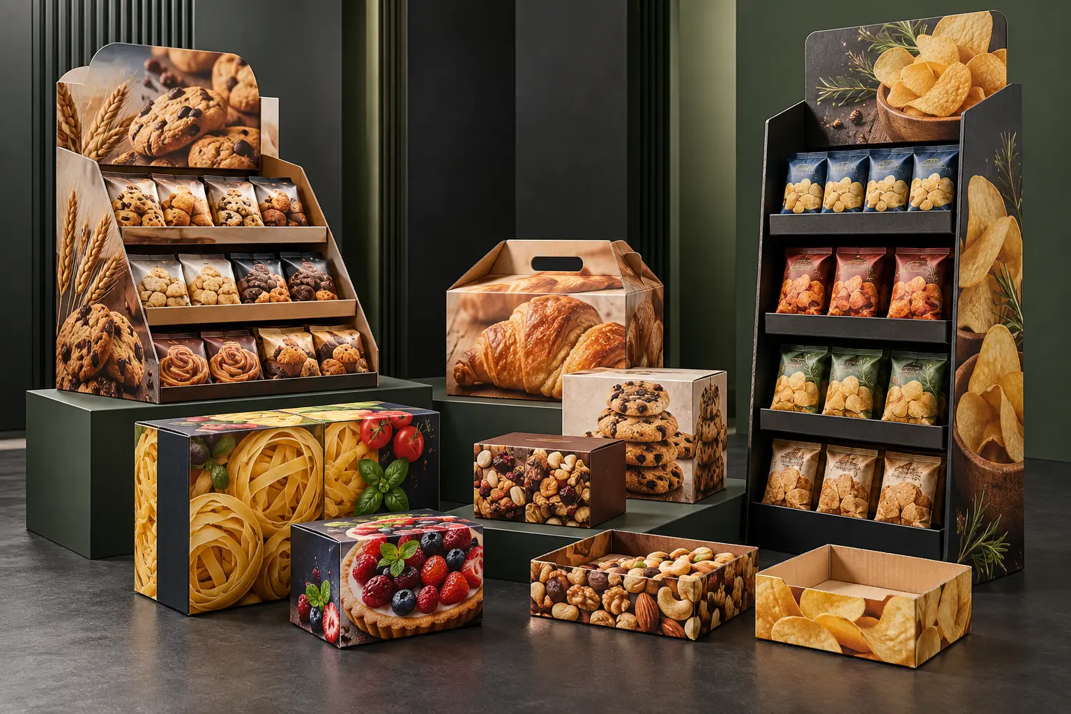 Espositori e packaging food in cartone ondulato con stampa Flexo HD