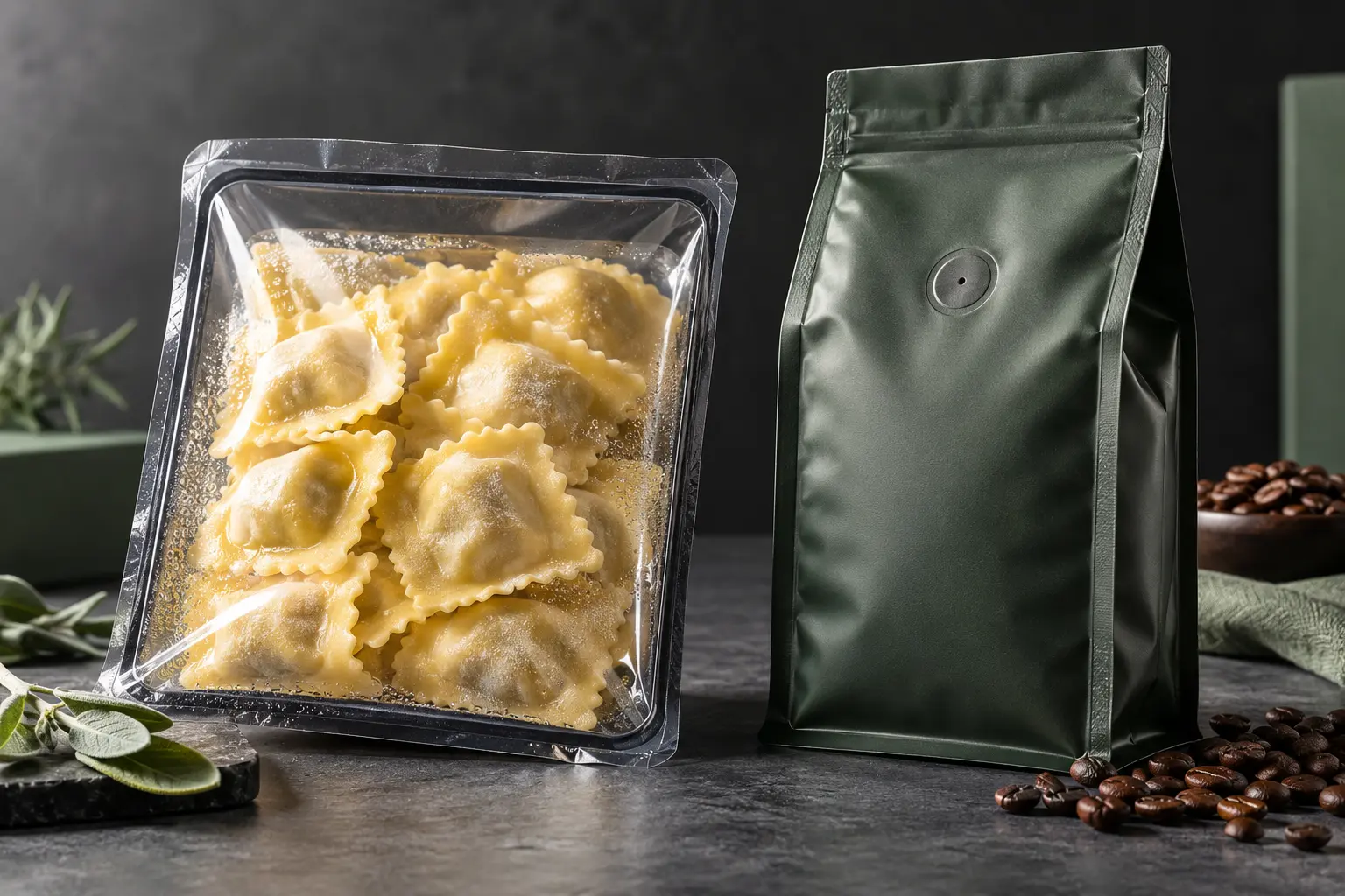 Confezioni ad alta barriera per pasta fresca e caffè