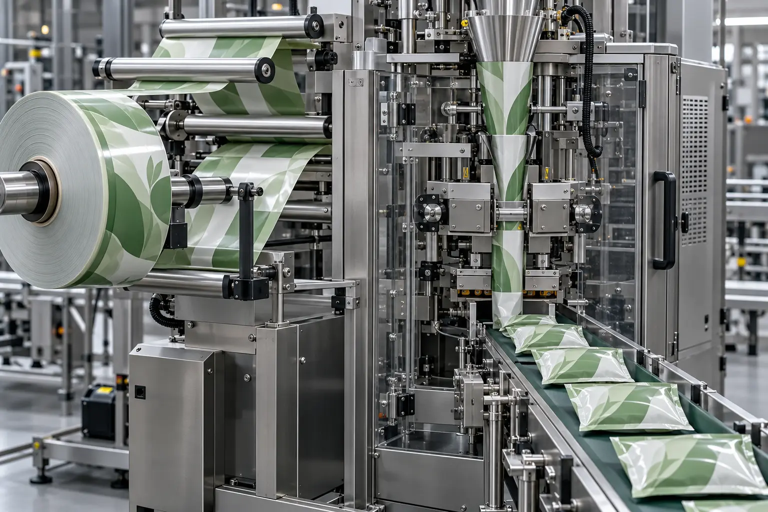 Film flessibile in lavorazione su una confezionatrice automatica
