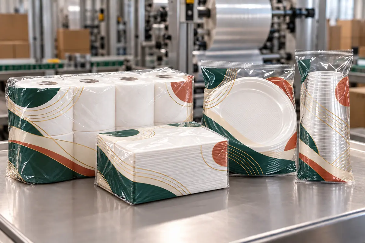 Film LDPE per il confezionamento di carta igienica, tovaglioli, piatti e bicchieri in plastica